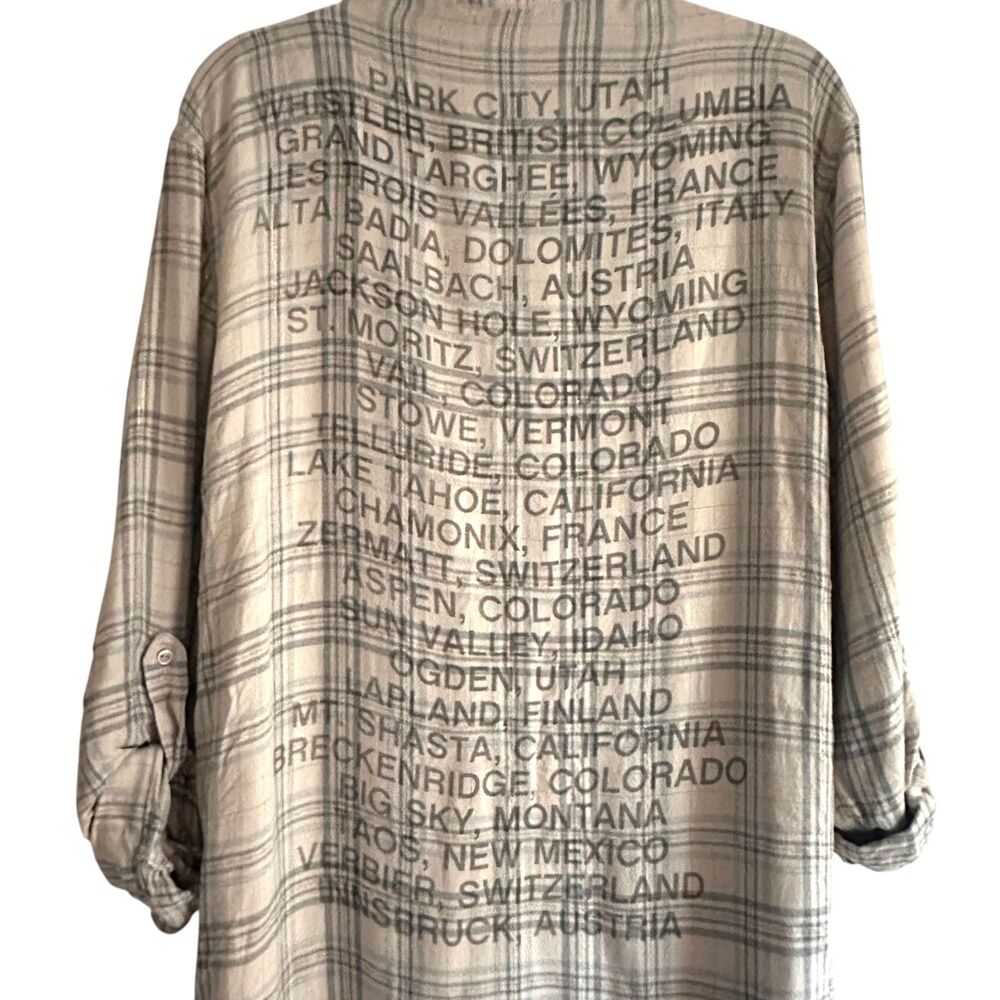 SUNDRY Ski Destination Plaid Button‎ Down Gray Sz 1 (US Small) - Picture 4 of 5